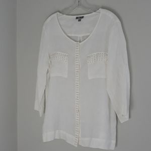 NWOT JM Collection Linen Embellished Tunic  sz 16